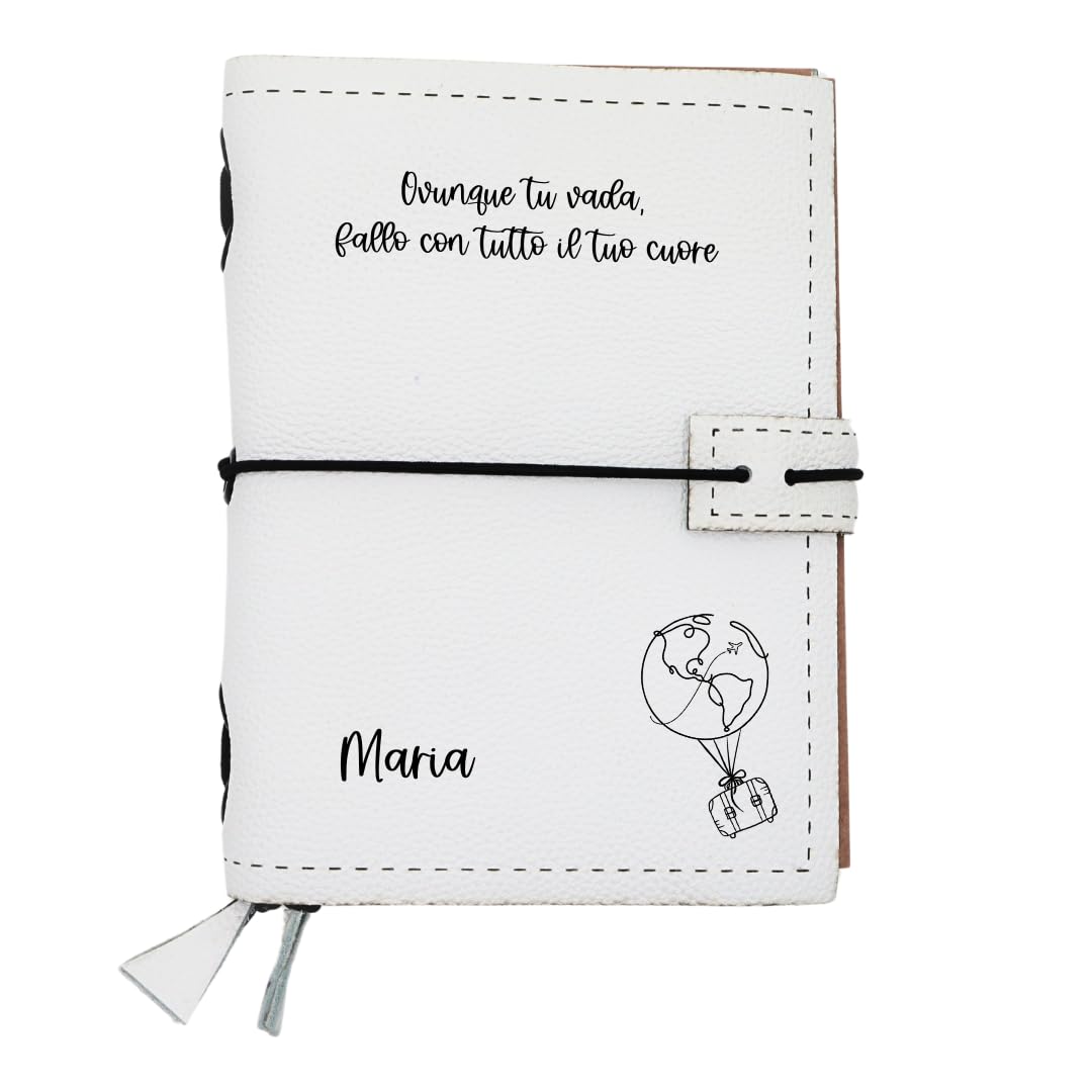 Diario di viaggio Personalizzabile: Taccuino in pelle A6 con 3 quaderni, 14x11cm. Ideale come Taccuino da viaggio tascabile stile Midori. Idea regalo per sposi, amici, maestre, mamma, colleghi