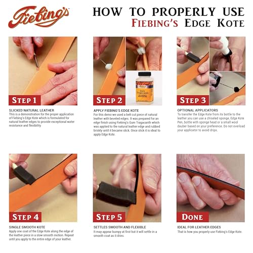 Fiebing's Edge Kote (4oz, Neutral) - Leather Edge Paint for Shoes, Furniture, Purses, Couches, Belts - Flexible, Water Resistant, Semi Gloss Color Coating Leather Dye to Protect Natural Edges