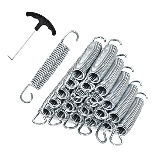 HONEY JOY 20 Pack Trampoline Springs, 14 cm Heavy Duty Replacement Trampoline Springs, Galvanized Steel Springs w/T-Hook Pull Tool, Rustproof Trampoline Replacement Kit for Trampoline, Swing Sets