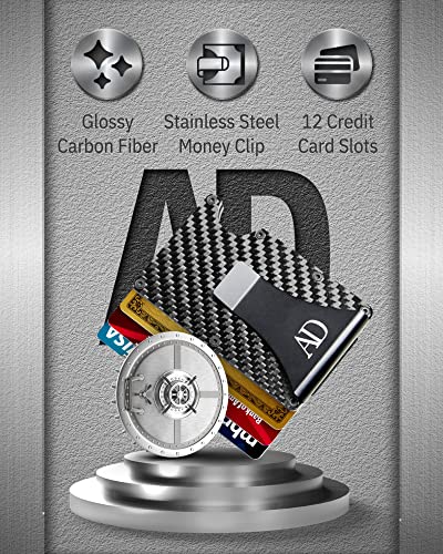 Carbon Fiber Minimalist Wallets For Men - Slim Money Clip Card Holder RFID Blocking Aluminum Metal Case Gifts For Him3
