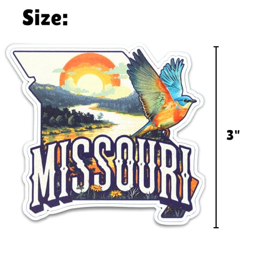 Imán de goma Missouri con diseño de pájaro y río 3 x 2.5 pulg miniatura 5
