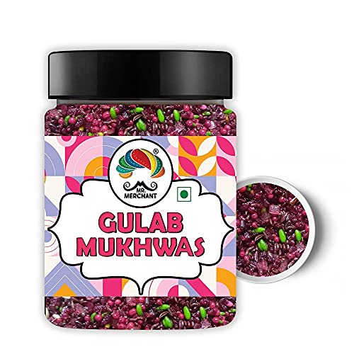Image of Mr. Merchant Gulab Mukhwas, Traditional Mouth Freshener Mukhwas Mix (Pack of 1 (300g Jar Pack))