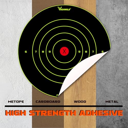 highwild stick splatter adhesive bullseye bright fluorescent yellow shooting targets - 8x8 inch