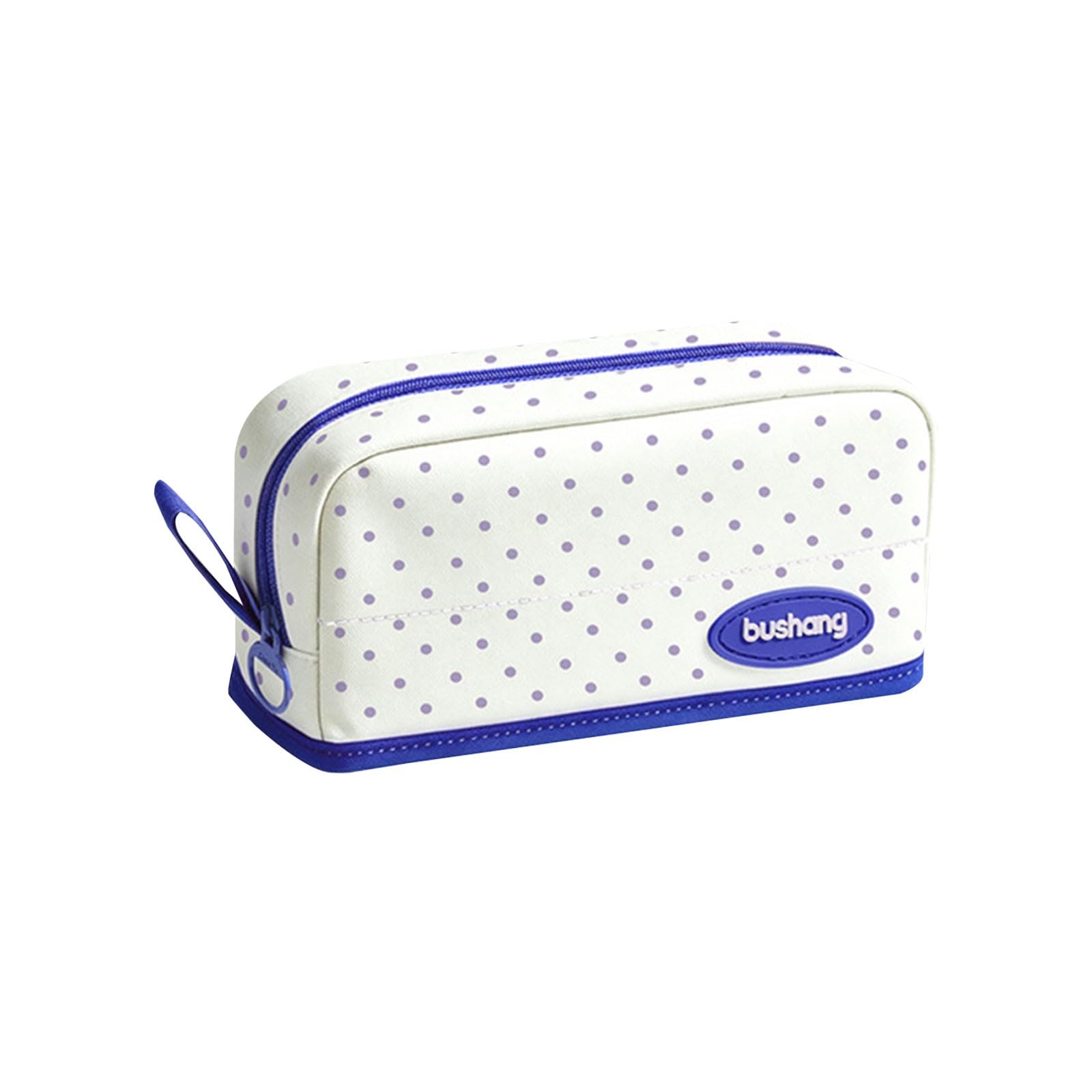 Cute Polka Dot Pencil Case, Portable Stationery Zipper Storage Pouch (Blue)