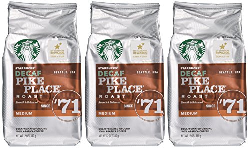 Image of Starbucks Decaf Pike Place Roast, Ground, 12 oz. Bag (Pack of 3) (Pack of 3)