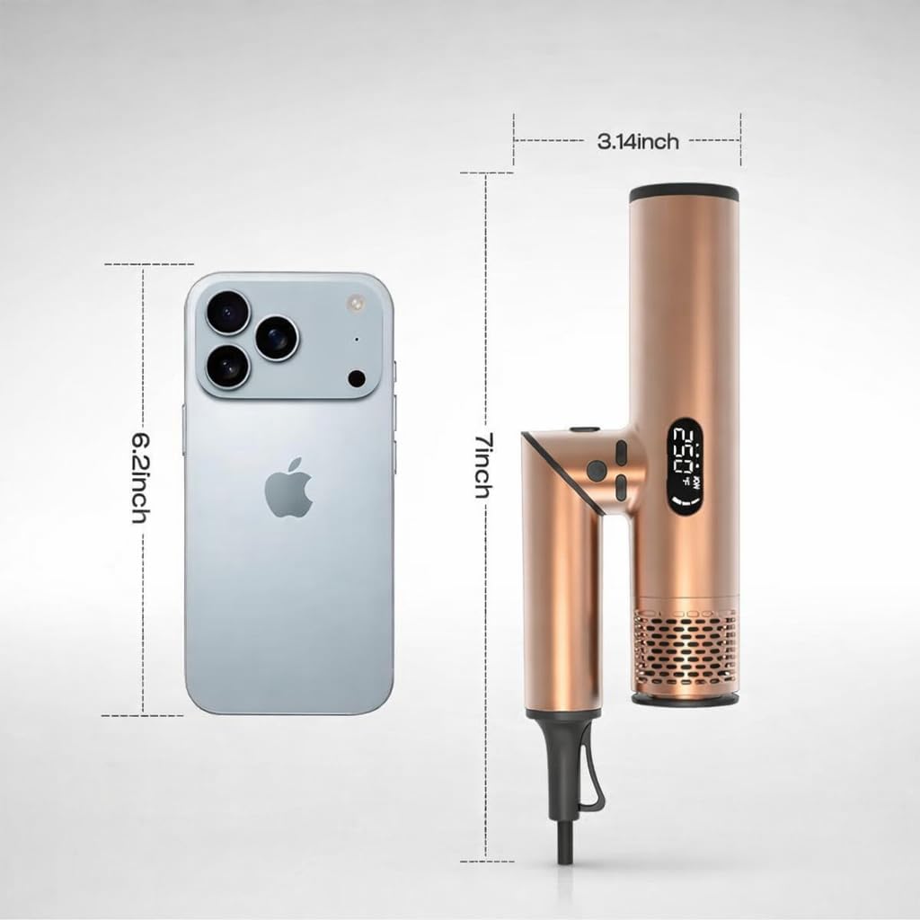 Dual Voltage Travel Hair Dryer with Magnetic Diffuser - 1500W High-Speed Ionic Blow Dryer, Worldwide 110V-240V, Ultra-Lightweight & Compact, Fast Drying with Smart Intelligent Heat Control