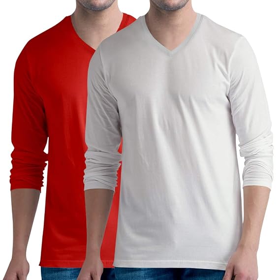 Full Sleeves Pack of 2 Cotton Plain Red 