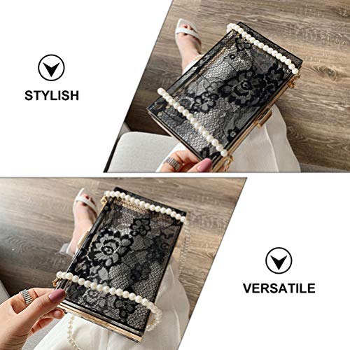 KESYOO Bolsa de Acrílico Bolsa de Renda Elegante Bolsa de Noite Com Alça de Corrente de Pérola Bolsa