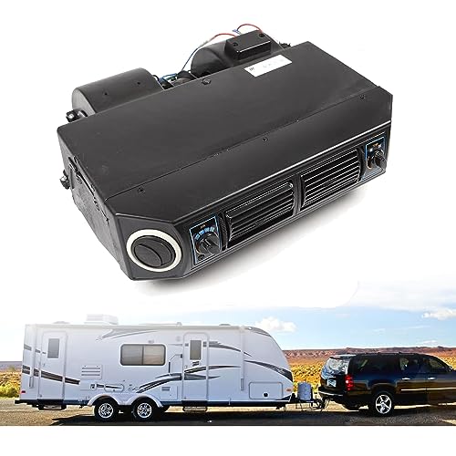 Aire acondicionado Rv 12V A/C Compresor evaporador Underdash, kit de evaporador de aire frío de 3 velocidades con soportes de montaje y manguera de drenaje Aire acondicionado universal par