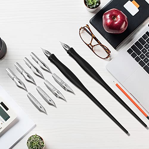 Oblique Calligraphy Dip Pen Set Include 2-In-1 Calligraphy Oblique Or Straight Penholder With 8 Pieces Replacement Nibs (2 Sets) #TOP6