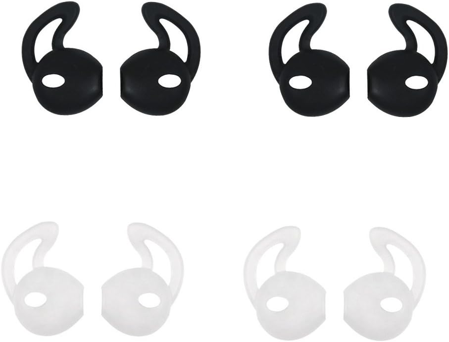 BLUEWALL Earpods Cover, Ear Tips Ear Gel for Apple Earphone EarPods, Soft Gel Thin Comfortable Anti-Slip Sport Ear Bud, Fit for iPhone iPod Nano All Apple EarPods,4 Pair, 2 White and 2 Black