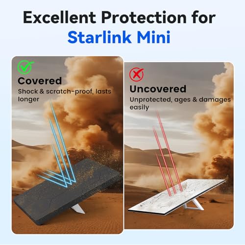 Image of Starlink Mini Protective Cover Case, Hailproof Liquid Silicone Protective Case for Starlink Mini Dish, Starlink Minis Accessories Waterproof Shockproof Portable for Outdoor Camping, Black