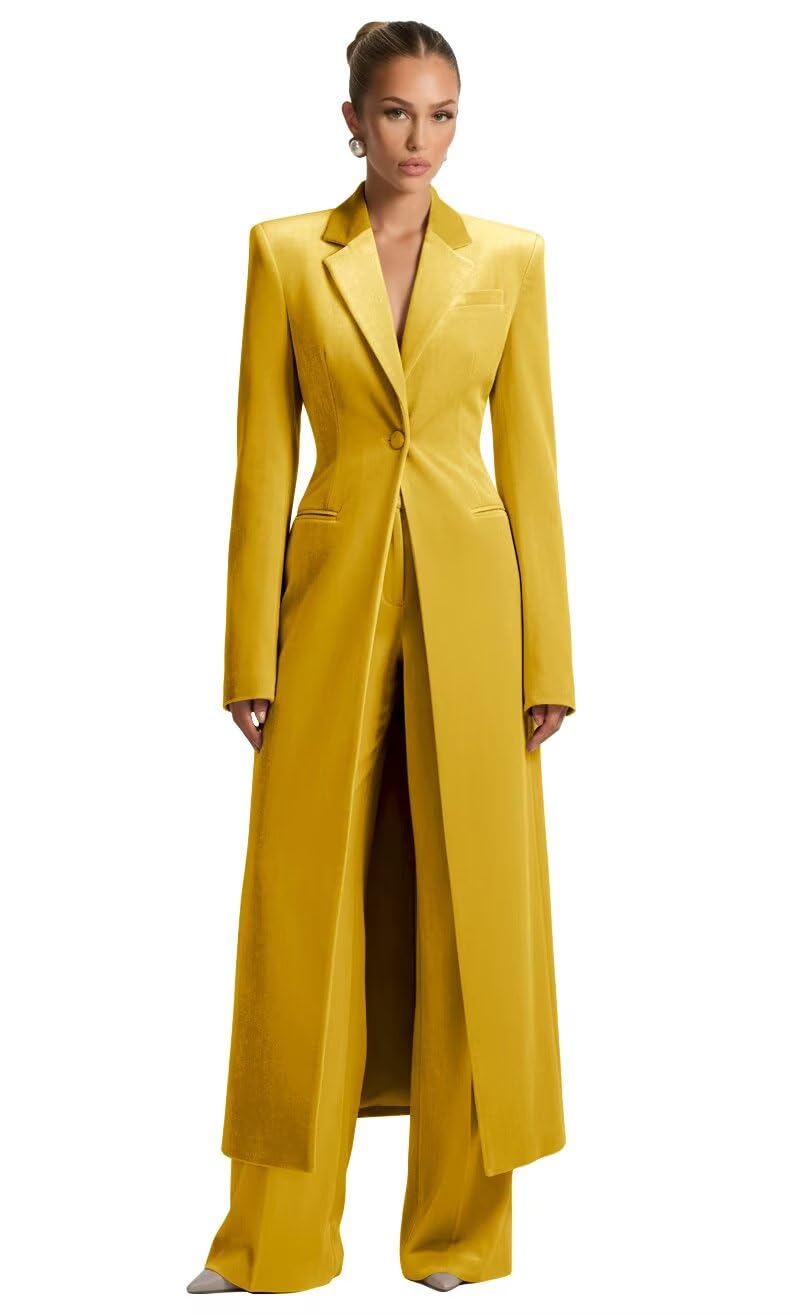 Velvet Suits for Women Business Casual 2 Piece Womens Suit Wedding Guest Women Suits Winter Elegant Long Blazer