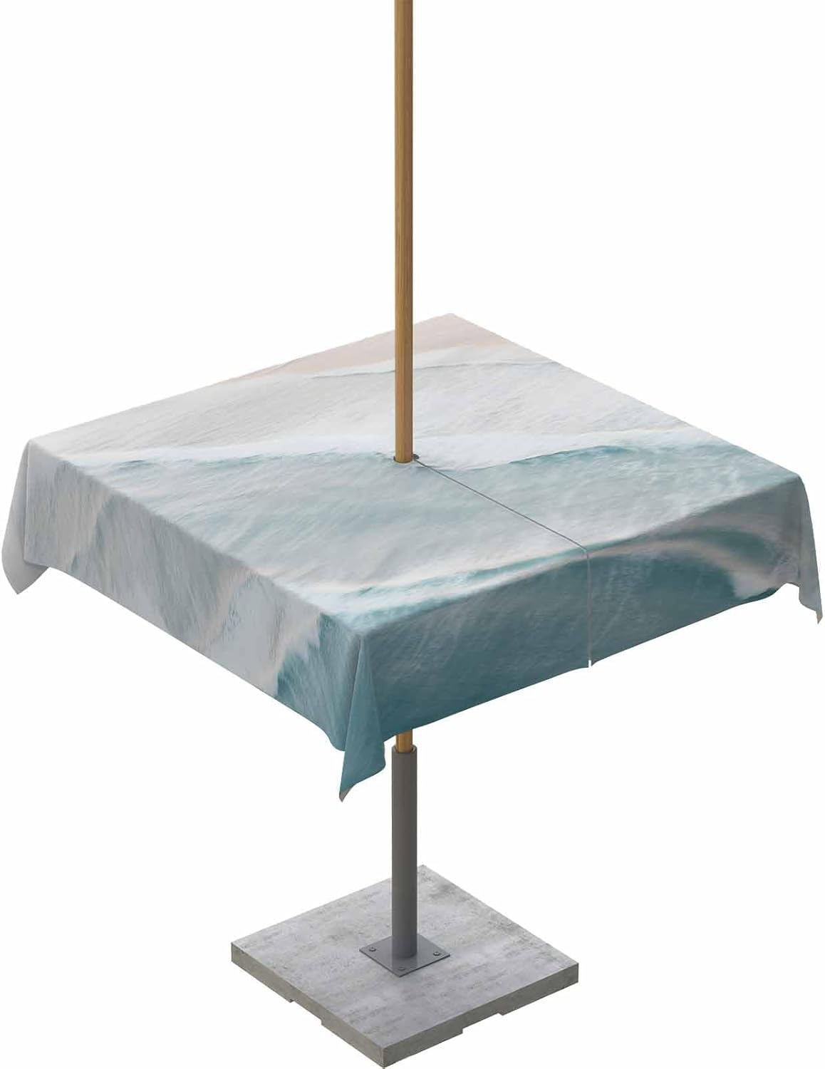 Summer Beach Outdoor Tablecloth - 54x54 Inch Square Dining Table Cover, Coastal Ocean Nautical Seaside Aqua Beige Waterproof Outdoor Table Cloth with Umbrella Hole & Zipper for Picnic/Patio/Party