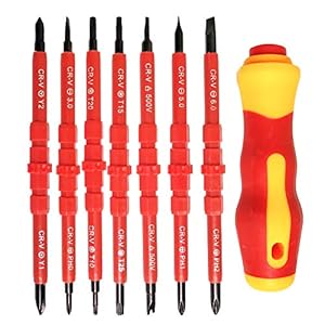 jjqhyc ensemble de tournevis électrique isolé 7pcs multifonctionnel 14 en 1 kit d'outils de réparation d'électricien en alliage interchangeable