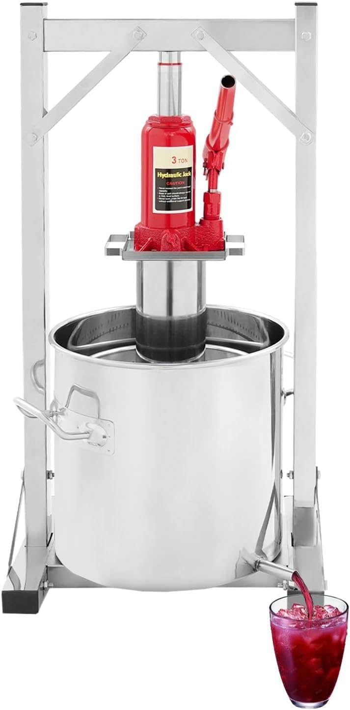 Stainless Steel Manual Juice Maker, Hydraulic Fruit Wine Press, with Hydraulic for Cider, Grape Wine Making Supplies and Equipment