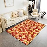 Pizza Area Rug 5'x7', Pepperoni Be Print Rugs for Living Room Bedroom, Funny Washable Floor Rug Carpets Entryway Rug Decorations Kitchen Indoor