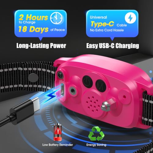 Image of Smart AI Bark Collar for Large Medium Small Dogs, Anti Barking Device with 5 Work Modes, Exclusive Forced Bark-Stopping, Rechargeable IP67 Waterproof Bark Collar with 5 Sensitivity (Hot Pink)