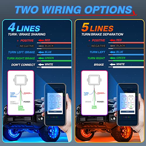 Mictuning 12 Pods C2 Curved Rgbw Led Rock Lights Bundle With 17.5'' V1 Rgbw Led Wheel Ring Lights Kit #TOP5