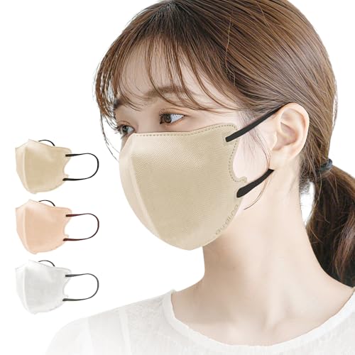 Gu・di・na(グディナ) マスク 不織布 冷感マスク 立体マスク クールマスク MASKCOOL 不織布マスク 個包装 3D小顔 通気性 耳が痛くならない 肌に優しい 30枚 使い捨て (N-ベージュ)