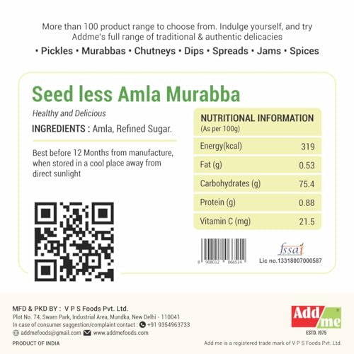 Image of Add me Seedless Dry Amla Murabba 750gm | Sweet & Delicious Amla Ka Murabba Without Sugar Syrup | Immunity Booster Vacuum Pack