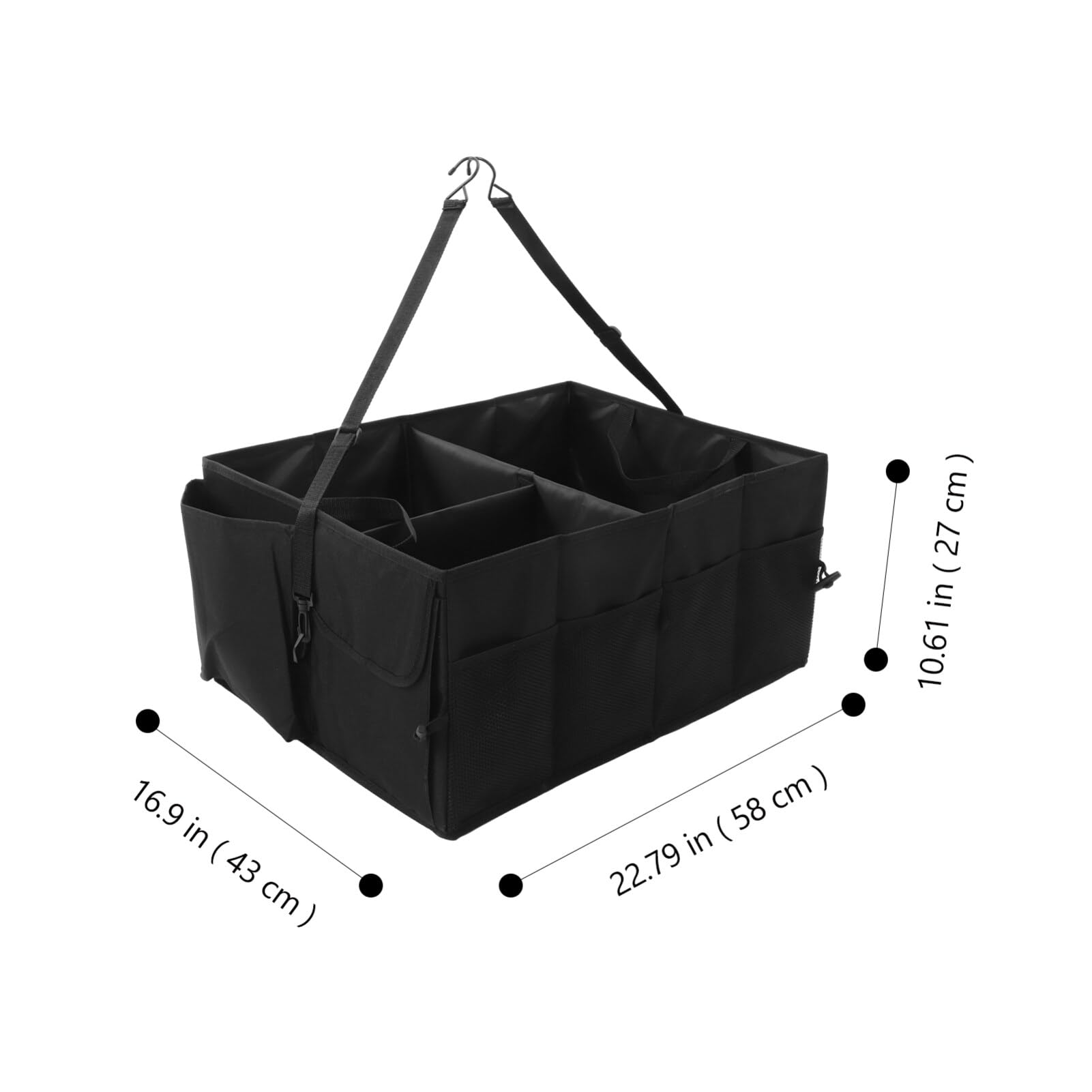 Organisateur de Coffre de Voiture Noir Pliable en Polyester Grande Capacité