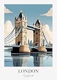 London Tower Bridge Kunstdruck Vintage Reise Poster Stil 