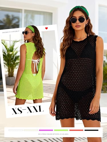 Image of ATOG Swimsuit Coverup for Women Beach Bathing Suit Cover Ups Crochet Swimwear Summer Knit Swim Outfits