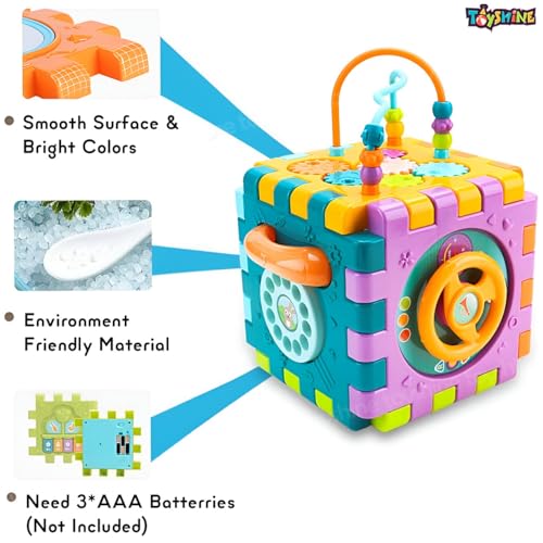 Image of Toyshine 6 in 1 Educational Shape Sorter Baby Activity Cube Montessori Toy Gift for Babies 6-18 Months, Multicolor