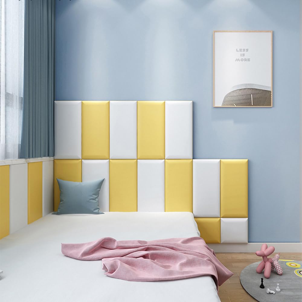 3D Anti-Collision Wall Padding for Kids, Peel and Stick Upholstered Wall Panels, One Piece Size 11.8"X23.6", Pack of 2/3/5 Panels,Self-Adhesive