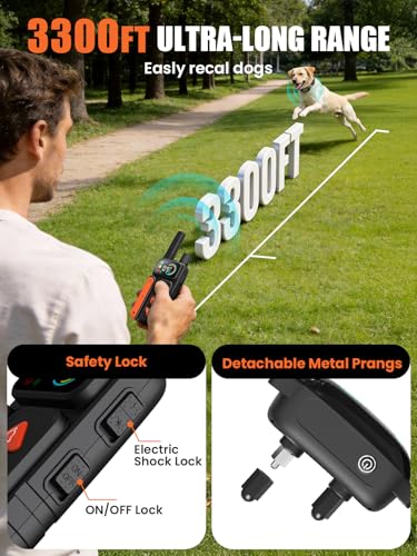 2-in-1 Dog Bark & Shock Collar, Dog Training Collar with 4 Training Modes Beep/Vibration/Shock/no Shock, 3300FT Remote, IPX7 Waterproof E Collars with AI Anti-Barking for Small Medium Large Dog - Image 6