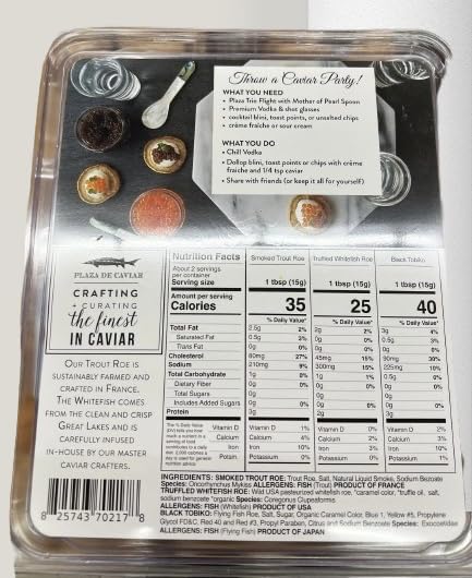 Plaza Caviar Trio – 3 Pack Gourmet Caviar Set (1 oz Each) – Smoked Trout, Truffle Whitefish, and Black Tobiko – 3 oz Total