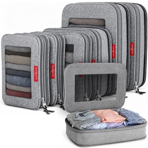 LeanTravel Premium Compression Packing Cubes for Travel - Suitcase...