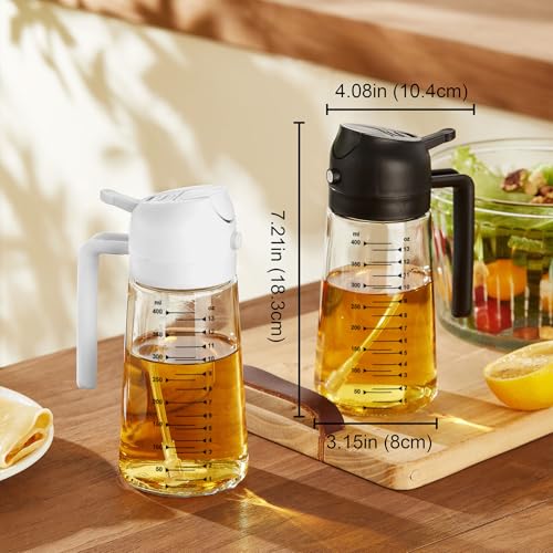 TrendPlain 16oz/470ml Glass Olive Oil Sprayer for Cooking – 2 in 1 Olive Oil Dispenser Bottle for Kitchen Gadgets and Air Fryer Accessories, Salad, BBQ - Black image 6