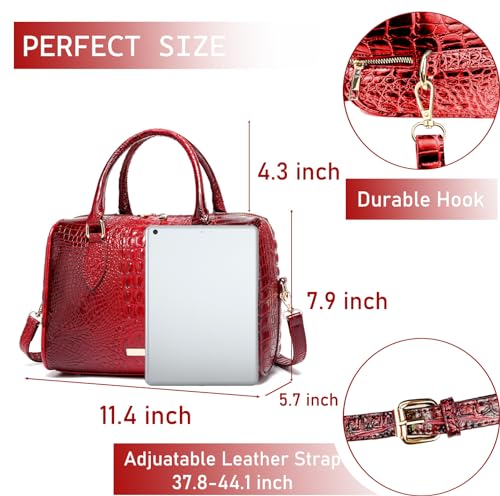 Image of Makcr Joacbv Top-Handle Crocodile Purses For Women Crossbody Leather Bags Trendy Large Capacity Tote with Shoulder Strap
