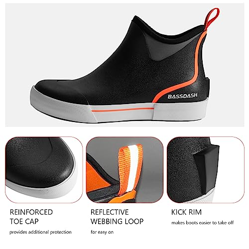 Image of BASSDASH Men's 4.5 inch Waterproof Fishing Deck Boots Anti-Slip Rubber Ankle Boots Rain Shoes for Boating Gardening Working