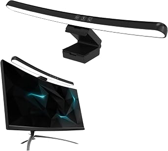 Bewinner Curved Monitor Light Bar 40cm, Asymmetrical Light Source No Glare Blue Light Blocking Stepless Dimming, 3 Color Temperatures Touch Control Type C Powered for 0.6-1.6in Curved Screens