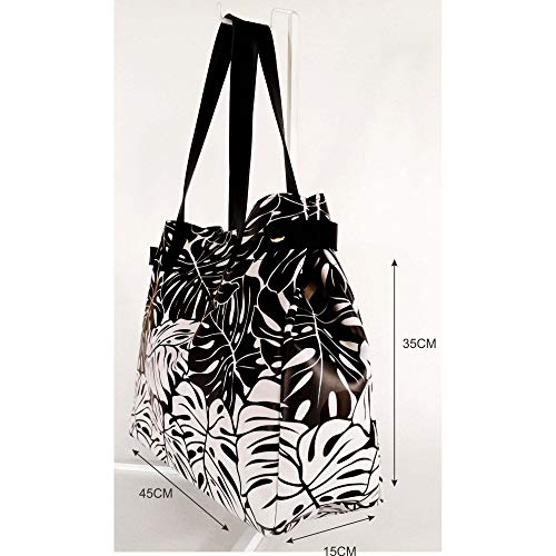 Kit Tropical Feminino Branco e Preto com Bolsa, Necessaire e Chinelo, Magicc