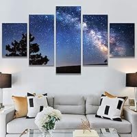 SIGNWIN 5 Panel Canvas Wall Art Modern Art Astronomy & Space Cosmic Decorative Elements Dramatic Multicolor Photography for Home Decorations Ready to Hang - 60