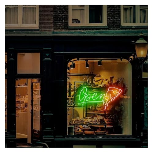 Lampe néon Open Pizza à luminosité variable pour vitrine de restaurant