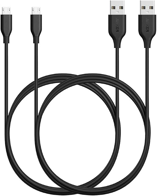 Anker [2-Pack] PowerLine Micro USB (6ft) - Durable Charging Cable, with Aramid Fiber and 5000+ Bend Lifespan for Samsung, Nexus, LG, Motorola, Android Smartphones and More (Black)