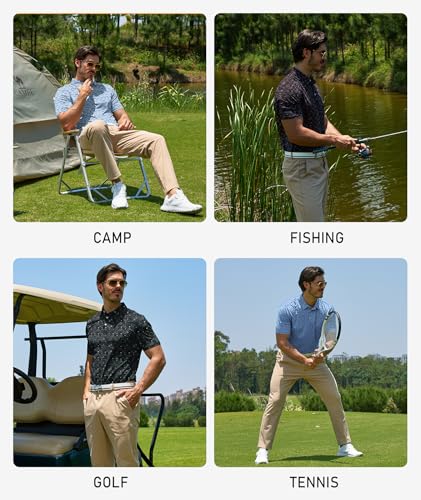 Image of ZITY Mens Golf Polo Shirts Short Sleeve UPF 50+ Performance Moisture Wicking Print Pattern Casual Collared Golf Shirt for Men