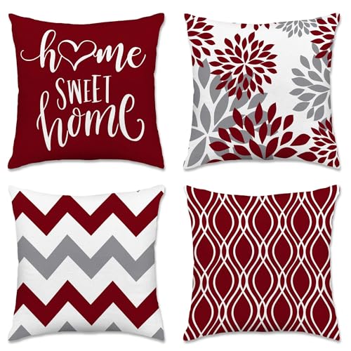 Hexagram Geometric Burgundy Pillow Covers 18x18 Decorative Pillow Covers