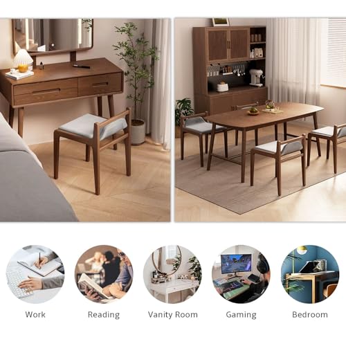Silla multifuncional para tocador y dormitorio con patas de madera 5