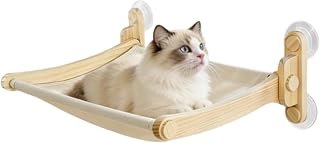 Cat Hammock For Window - Suction Cup Cat Bed - Wooden Removable Kitten Perch - For Kitten Pet Indoor Home Apartment Living Room Wall Bedroom Corner