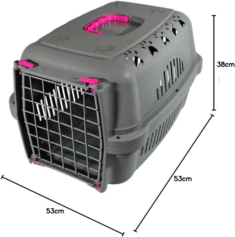 Caixa De Transporte Pet N 3 Para Cães e Gatos Durapets Neon Cor:Rosa