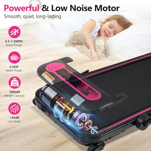 Image of Folding Walking Pad for Small Spaces, Portable Under Desk Treadmills for Home Office, Walking Pad Treadmill, 300LBS Capacity Treadmill for Walking Running - Two Ways to Adjust Speed