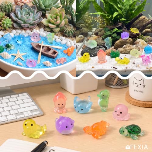 Image of FEXIA 35pcs Mini Ocean Resin Animals Tiny Figurines for Fish Tank Decor