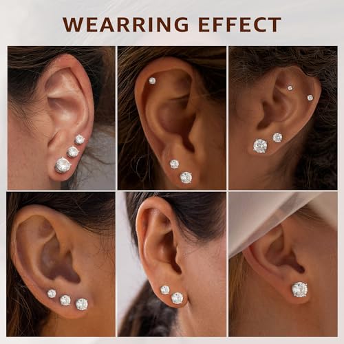 6 Pairs Hypoallergenic Silver Flat Back Earrings for Women - XWO9KDDQ - Image 6
