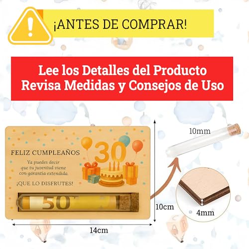 30. Geburtstag Frau, 30. Geburtstag Mann - Überraschungsgeschenkkarte - originelles Geschenk aus Holz mit Tube zum Überraschen mit Gutscheinen, Eintrittskarten oder Nachrichten